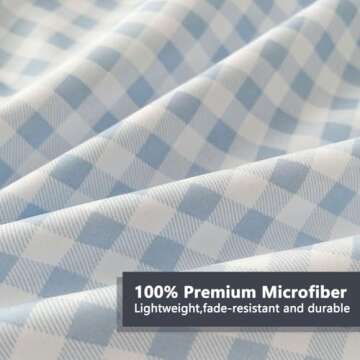 Stylish Baby Blue Gingham Queen Sheet Set for Cozy Comfort