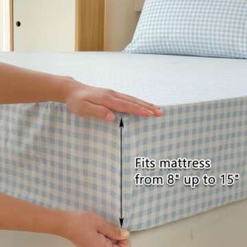 Stylish Baby Blue Gingham Queen Sheet Set for Cozy Comfort