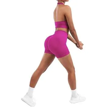 SUUKSESS Seamless Ribbed Workout Set in Hot Pink