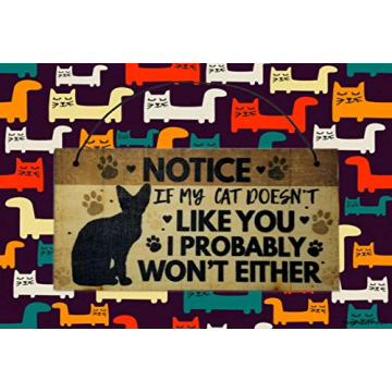 Funny Cat Wall Sign for Pet Lovers and Home Decor