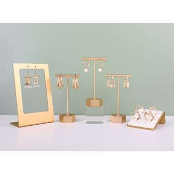 Elegant GemeShou Gold Earring Display Stands - 3pcs