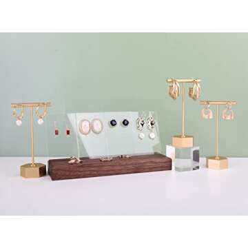 Elegant GemeShou Gold Earring Display Stands - 3pcs
