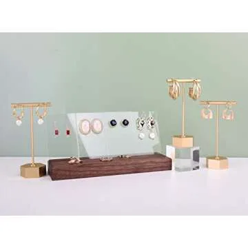 Elegant GemeShou Gold Earring Display Stands - 3pcs