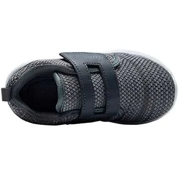 adituo Toddler/Little Kid Boys Girls Lightweight Breathable Sneakers Strap Athletic Running Walking Sports Shoes Grey Size 5