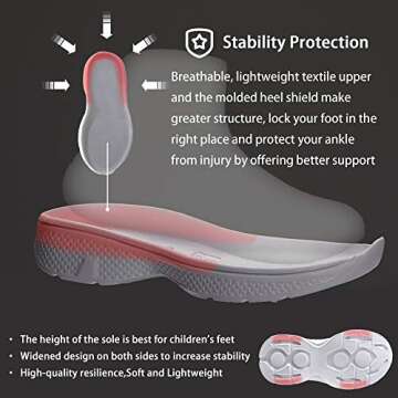 adituo Toddler/Little Kid Boys Girls Lightweight Breathable Sneakers Strap Athletic Running Walking Sports Shoes Grey Size 5