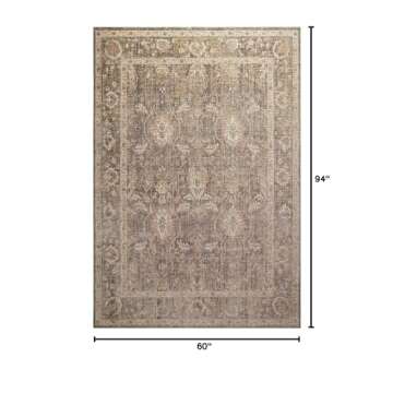 Loloi Chris Loves Julia Rosemarie 5' x 7'-10" Area Rug in Sage/Blush - Classic No-Shed Area Rug, Sof...