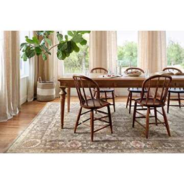 Loloi Chris Loves Julia Rosemarie 5' x 7'-10" Area Rug in Sage/Blush - Classic No-Shed Area Rug, Soft Living Room Rug, Antique Inspired Modern Rug for Living Area, Bedroom, Dining Room