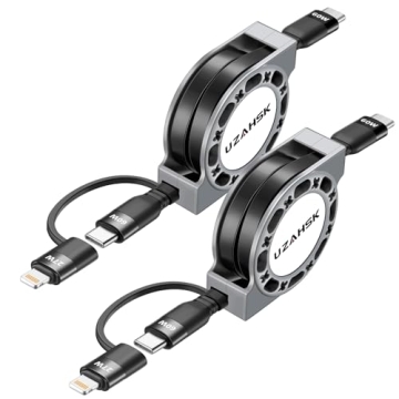 UZAHSK 2 in 1 Retractable USB C to USB C/Lightning Charger Cable - 60W Fast Charging, 2Pack 4ft - Id...