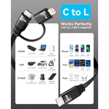 UZAHSK 2-in-1 USB C & Lightning Charger Cable