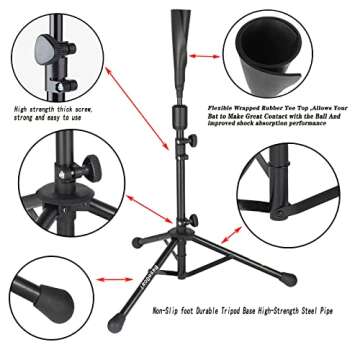 BaseGoal 7'×7' Baseball Softball Practice Net,Baseball Backstop,with Batting Tee,for Hitting Pitching Batting Catching with Bow Frame,Bonus Strike Zone (Red-B)