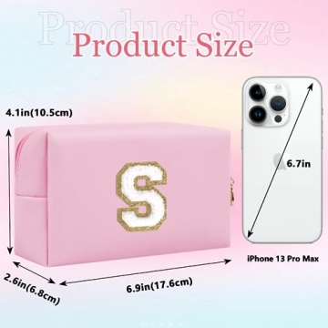 Cute Personalized Initial Makeup Bag - Travel Makeup Pouch for Women & Girls