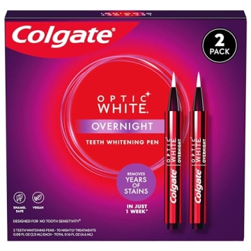 Colgate Optic White Overnight Teeth Whitening Pen, Enamel Safe and Vegan, Teeth Stain Remover to Whi...