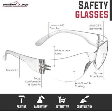 BISON LIFE Safety Glasses for Maximum Eye Protection