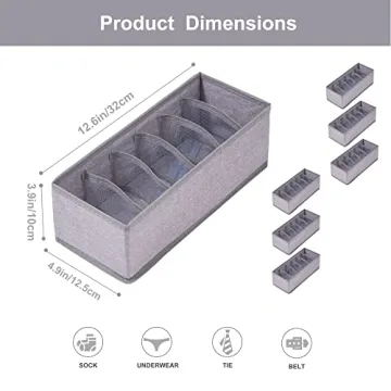 Qozary 6 Pack Sock Underwear Organizer Dividers for Drawers