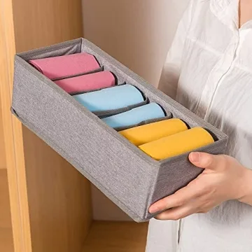 Qozary 6 Pack Sock Underwear Organizer Dividers for Drawers