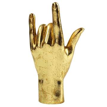 MicDecor Gold ASL Hand Sign Sculpture - I Love You Decorative Piece
