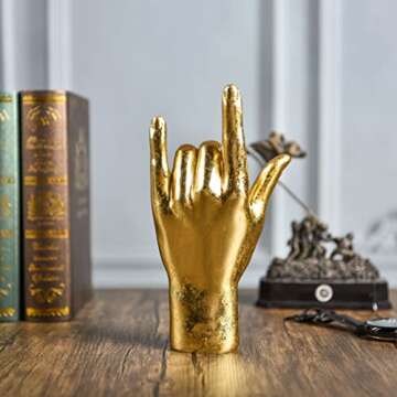 MicDecor Gold ASL Hand Sign Statue - Elegant Gift Ideas