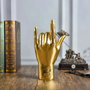MicDecor Gold ASL Hand Sign Statue - Elegant Gift Ideas