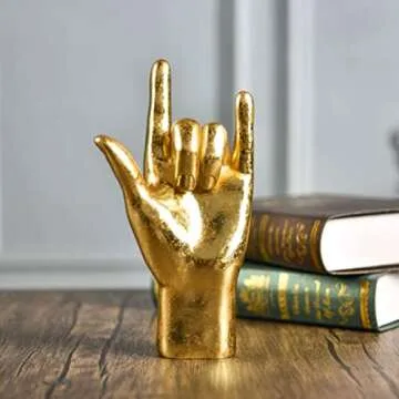 MicDecor Gold ASL Hand Sign Statue - Elegant Gift Ideas