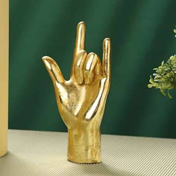 MicDecor Gold ASL Hand Sign Statue - Elegant Gift Ideas