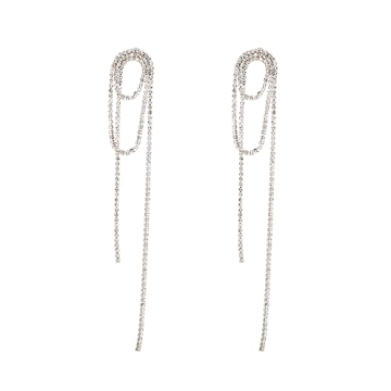 EORUBE Long Chandelier Tassel Dangle Earrings for Women Rhinestone Crystal Chain Tassel Earrings Vin...