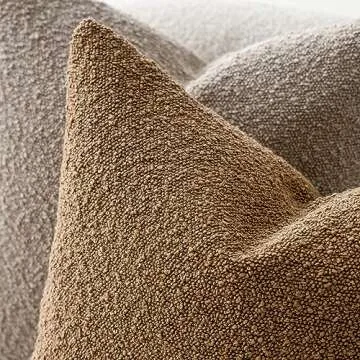 Foindtower Textured Boucle Throw Pillow Covers Accent Solid Lumbar Pillow Cases Cozy Soft Decorative Couch Cushion Case for Chair Sofa Bedroom Living Room Home Decor, 12 x 20 Inch,Tobacco