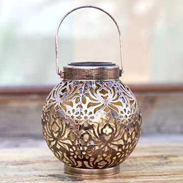 EXCMARK 2 Pack Outdoor Solar Hanging Lantern Light LED Decorative Christmas Light for Garden Patio C...