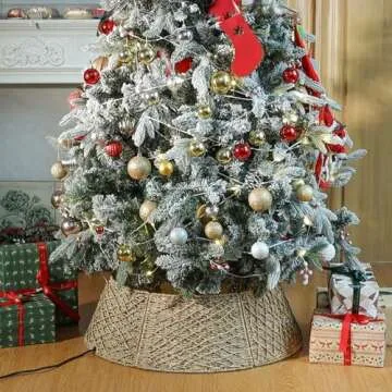 Yoochee 28" Christmas Tree Collar - Elegant Woven Base Cover for Seasonal Elegance