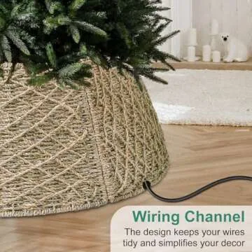 Yoochee Christmas Tree Collar 28" Woven Sea Grass Cover