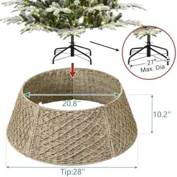 Yoochee Christmas Tree Collar 28" Woven Sea Grass Cover