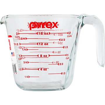 Durable Pyrex 2-Cup Measuring Cup with Red Graphics