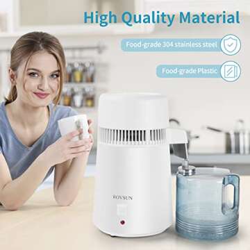 Bonnlo 1.1 Gallon/4L Water Distiller w/BPA-Free Container & All Stainless Steel Interior for Home Us...
