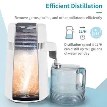 Bonnlo 1.1 Gallon/4L Water Distiller w/BPA-Free Container & All Stainless Steel Interior for Home Use, 750W Countertop Distilled Water Machine Maker Purifier Filter, Distilling Pure Water Maker