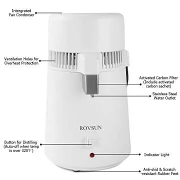 Bonnlo 1.1 Gallon/4L Water Distiller w/BPA-Free Container & All Stainless Steel Interior for Home Use, 750W Countertop Distilled Water Machine Maker Purifier Filter, Distilling Pure Water Maker