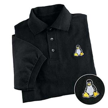 ComputerGear Linux Polo T Shirt Tux Computer Golf Geek Nerd Tee, Black, M