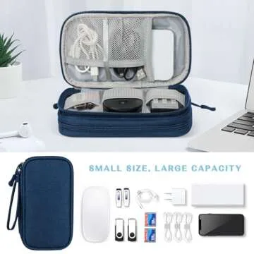 FYY Electronic Organizer, Travel Cable Organizer Bag Pouch Accessories Carry Case Portable Waterproof Double Layers All-in-One Storage for Cable, Cord, Charger, Phone, Earphone Navy