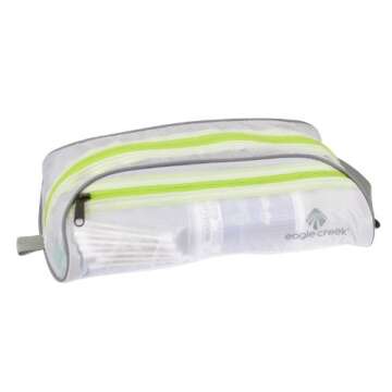 eagle creek Pack-It Specter Quick Trip Travel Toiletry Bag - Compact and Durable Organizer with Easy Open Full Zip Opening and Grab Handle for Hanging, White/Strobe - One Size