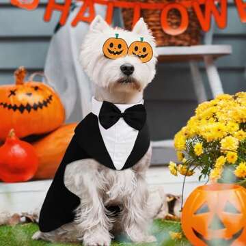 PUMYPOREITY Dog Tuxedo for Large Dogs, Dog Tuxedo and Bandana Set, Formal Dog Wedding Attire, Gentleman Dog Attire with Bowtie for Valentines Wedding Christmas Birthday, 2 Pieces/Pack, XL, Black