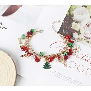 DS Christmas Jingle bell Charm Bracelets for women girls,cute cartoon bell beaded bracelets Stainless Steel Bangle with birthday Gift box,Adjustable jewelry Suitable for boys holiday cosplay gifts-1