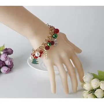 DS Christmas Jingle bell Charm Bracelets for women girls,cute cartoon bell beaded bracelets Stainless Steel Bangle with birthday Gift box,Adjustable jewelry Suitable for boys holiday cosplay gifts-1