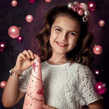 DS Christmas Jingle bell Charm Bracelets for women girls,cute cartoon bell beaded bracelets Stainless Steel Bangle with birthday Gift box,Adjustable jewelry Suitable for boys holiday cosplay gifts-1