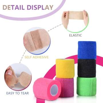 KISEER 15 Pack 2 Inch x 5 Yards Self Adhesive Bandage Breathable Cohesive Bandage Wrap Rolls Elastic Self-Adherent Tape for Stretch Athletic, Sports, Wrist, Ankle