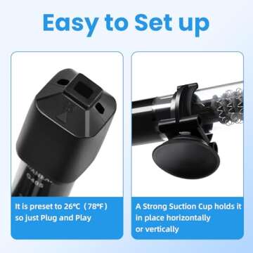 AQUANEAT Aquarium Heater, 25W Small Betta Fish Tank Heater, Mini Preset Water Thermostat with a Thermometer