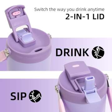 Greylock 30 oz Tumbler with Handle, Vacuum Insulated Tumblers with Flip Straw and Top Handle, Reusab...