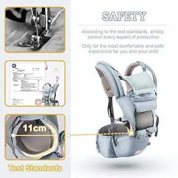 FRUITEAM 6-in-1 Baby Carrier with Waist Stool/Hip Seat for Breastfeeding, One Size Fits All - Adapt to Newborn, Infant & Toddler (Blue)