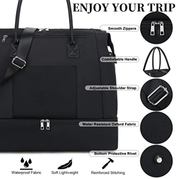 Waterproof Women's Weekender Duffel Bag with Shoe Compartment