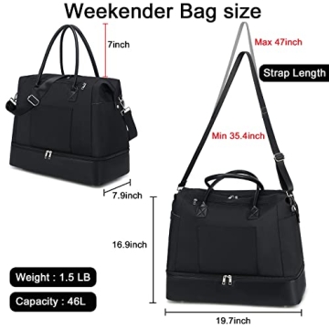 Waterproof Women's Weekender Duffel Bag with Shoe Compartment
