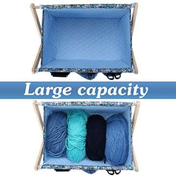 Hanfetch Large Yarn Storage Organizer for Skeins, Crochet Hooks, Knitting Needles & Accessories - Easy Assembly (Flower-Blue1)