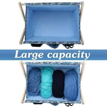 Hanfetch Large Yarn Storage Organizer for Skeins, Crochet Hooks, Knitting Needles & Accessories - Easy Assembly (Flower-Blue1)