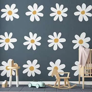 Daisy Wall Decals - 12 Cute Flower Stickers for Home